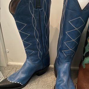 Bright blue cowboy boots